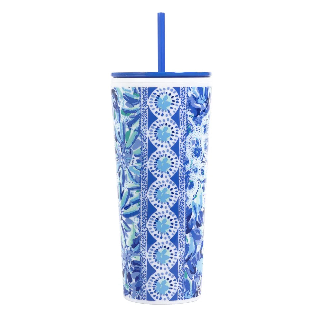 LILLY PULITZER TUMBLER WITH STRAW