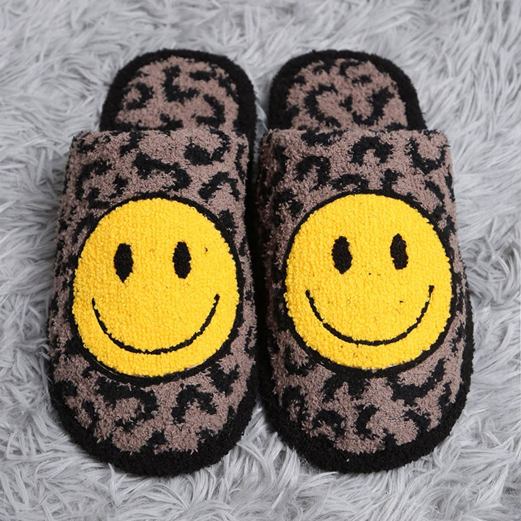 Leopard Happy Face Luxury Soft Slipper