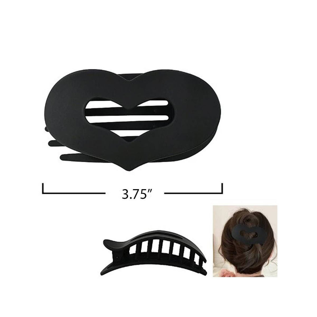 Matte Neutral Heart Shaped Flat Hair Claw Clips