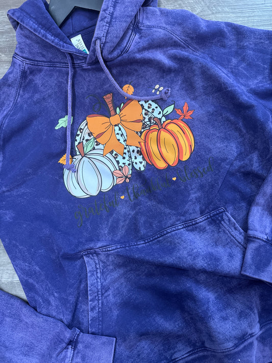 Grateful thankful blessed tie dye hoodie