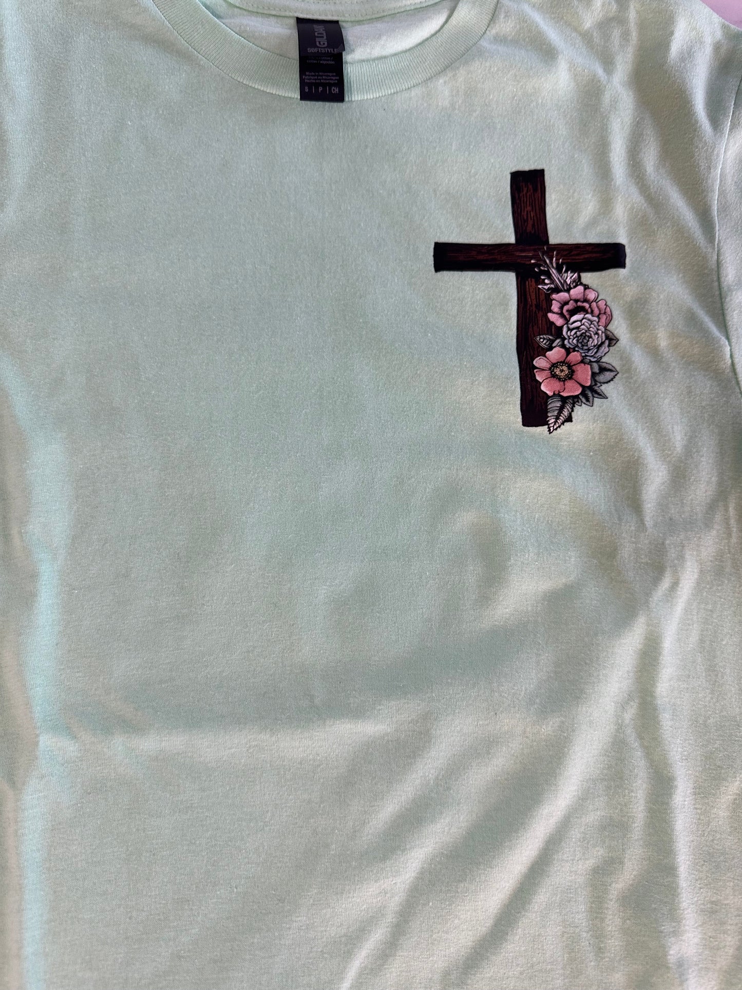 MINT GREEN FLOWER CROSS