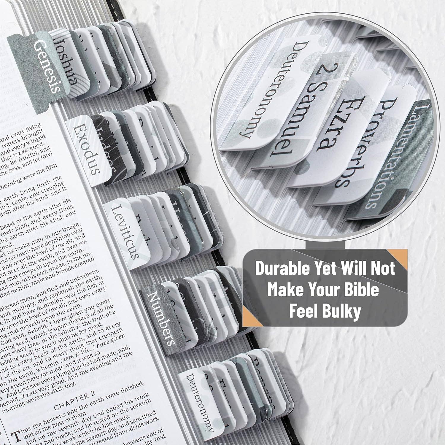 Gray Bible Tabs Laminated 75 Pack