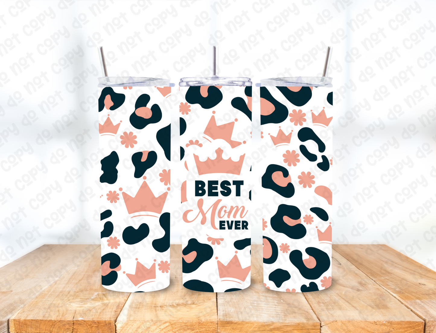 Best Mom Ever Pink Leopard Print 20 oz Tumbler