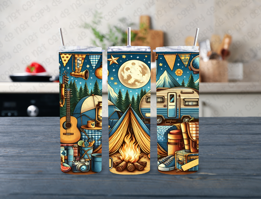 Nighttime Camping Blue Night 20 oz Tumbler