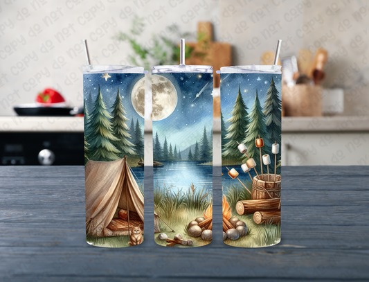 Nighttime Camping Tent 20 oz Tumbler