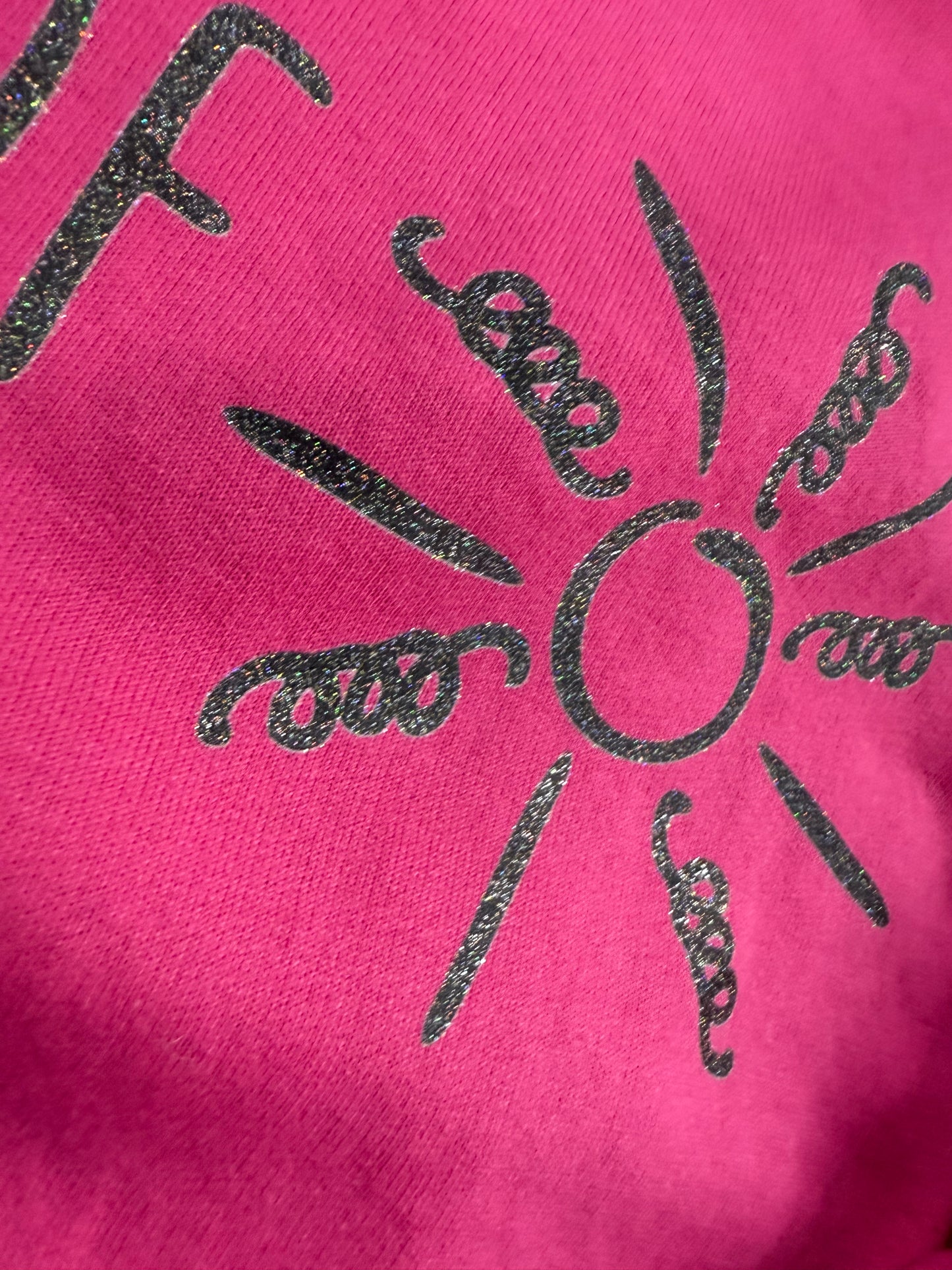 RAE OF SUNSHINE-HOT PINK CREWNECK SWEATSHIRT GLITTER DESIGN