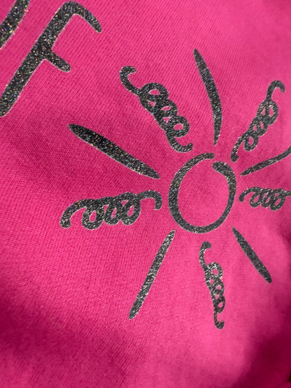 RAE OF SUNSHINE-HOT PINK CREWNECK SWEATSHIRT GLITTER DESIGN
