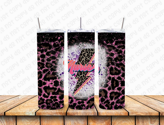 Retro Leopard Print Nurse 20 oz Tumbler
