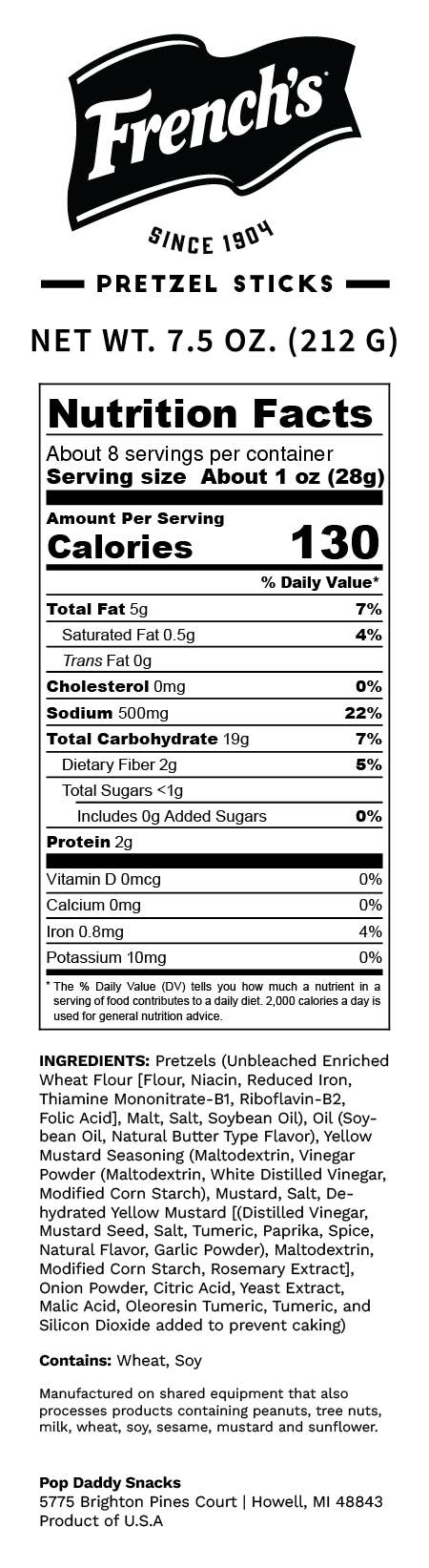 French's Mustard
Seasoned Pretzels 7.5oz