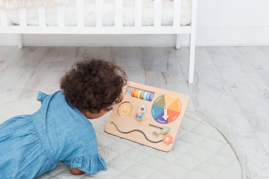 Wooden Busy Board, Montessori Interactive Activity Board