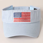 Rhinestone American Flag Patch Visor Summer Hat