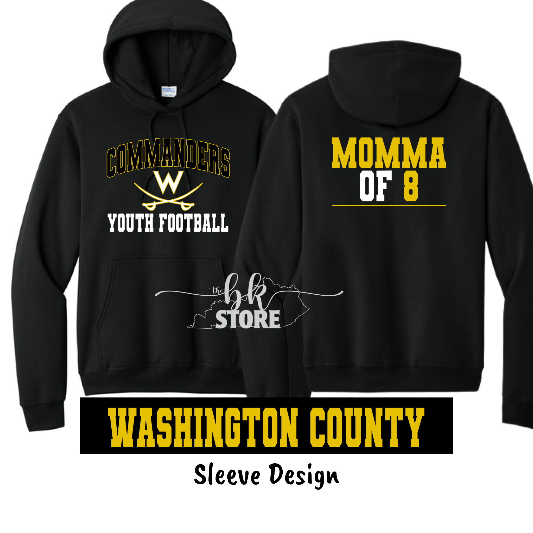 Black Hoodie- WCYF-Commander Football with Personalization