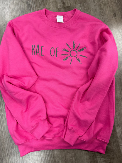 RAE OF SUNSHINE-HOT PINK CREWNECK SWEATSHIRT GLITTER DESIGN