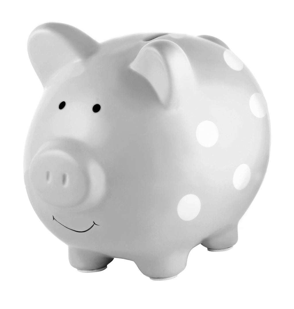 Polka Dot Piggy Bank (Grey, Pink, or Blue)