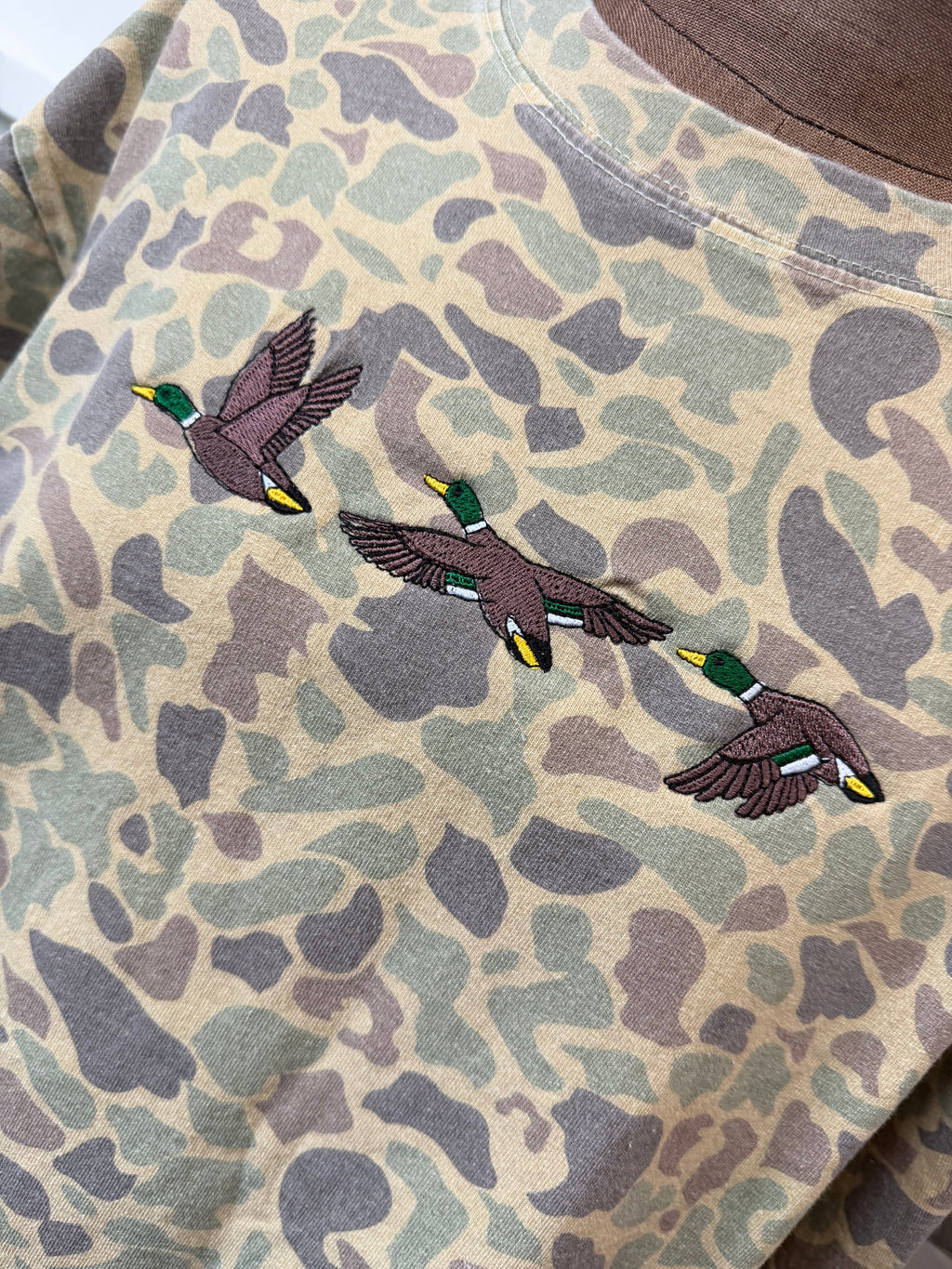 Flying Mallard Embroidered Camo (tee or hat)