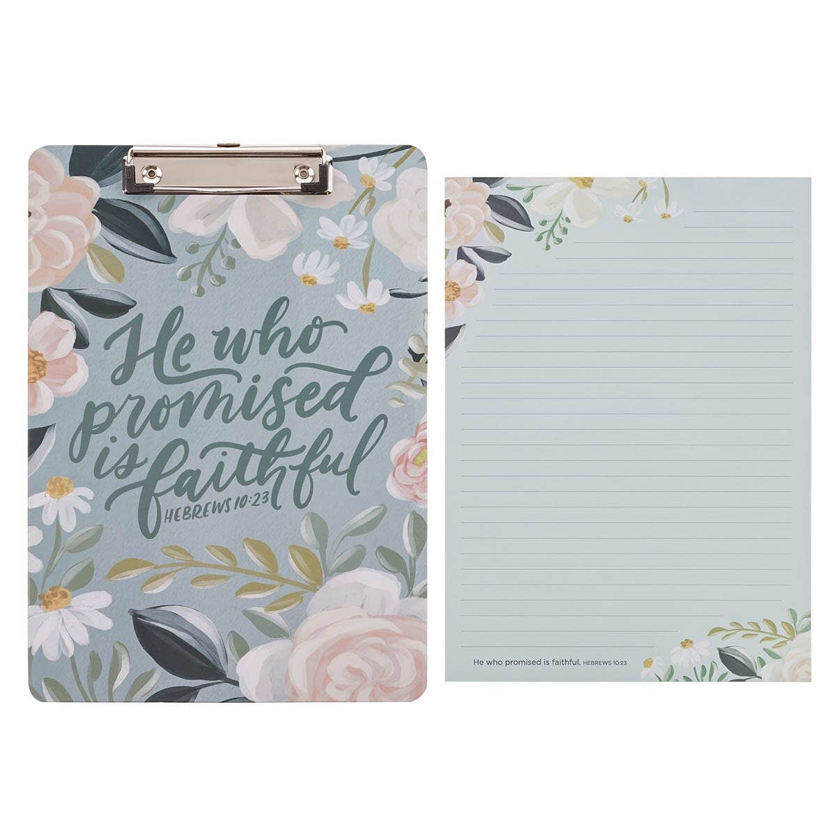 Clipboard w/Pad Floral He Who Promised is Faithful Heb 10:23