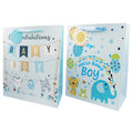 Baby Boy Gift Bags – Foil Front, Ribbon Handles