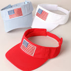 Rhinestone American Flag Patch Visor Summer Hat