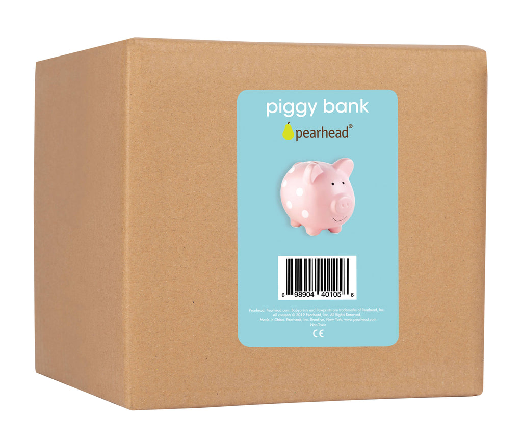 Polka Dot Piggy Bank (Grey, Pink, or Blue)