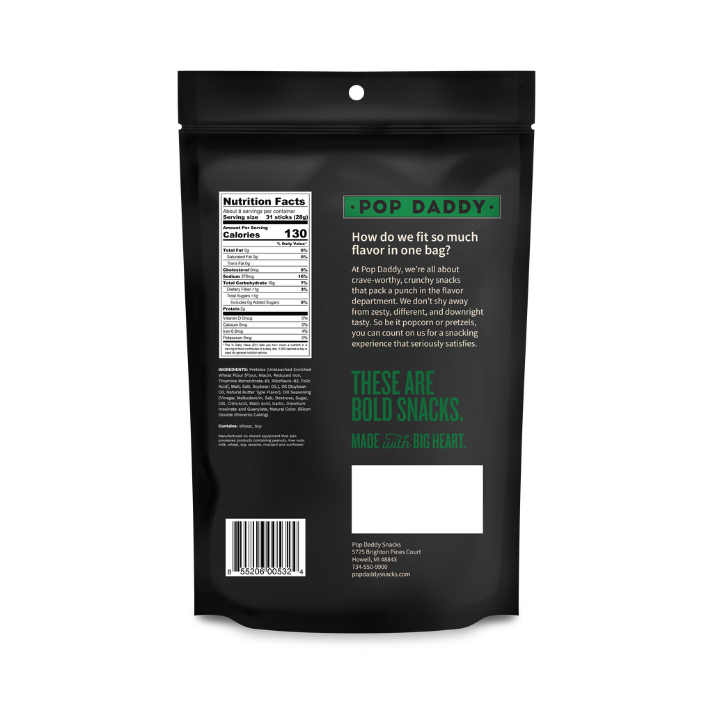 Pop Daddy – Dill Pickle Seasoned Pretzels 7.5oz