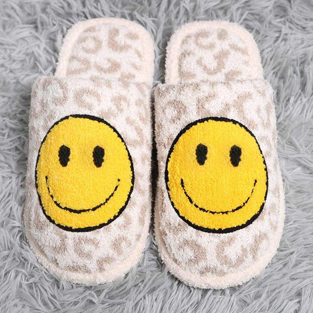 Leopard Happy Face Luxury Soft Slipper