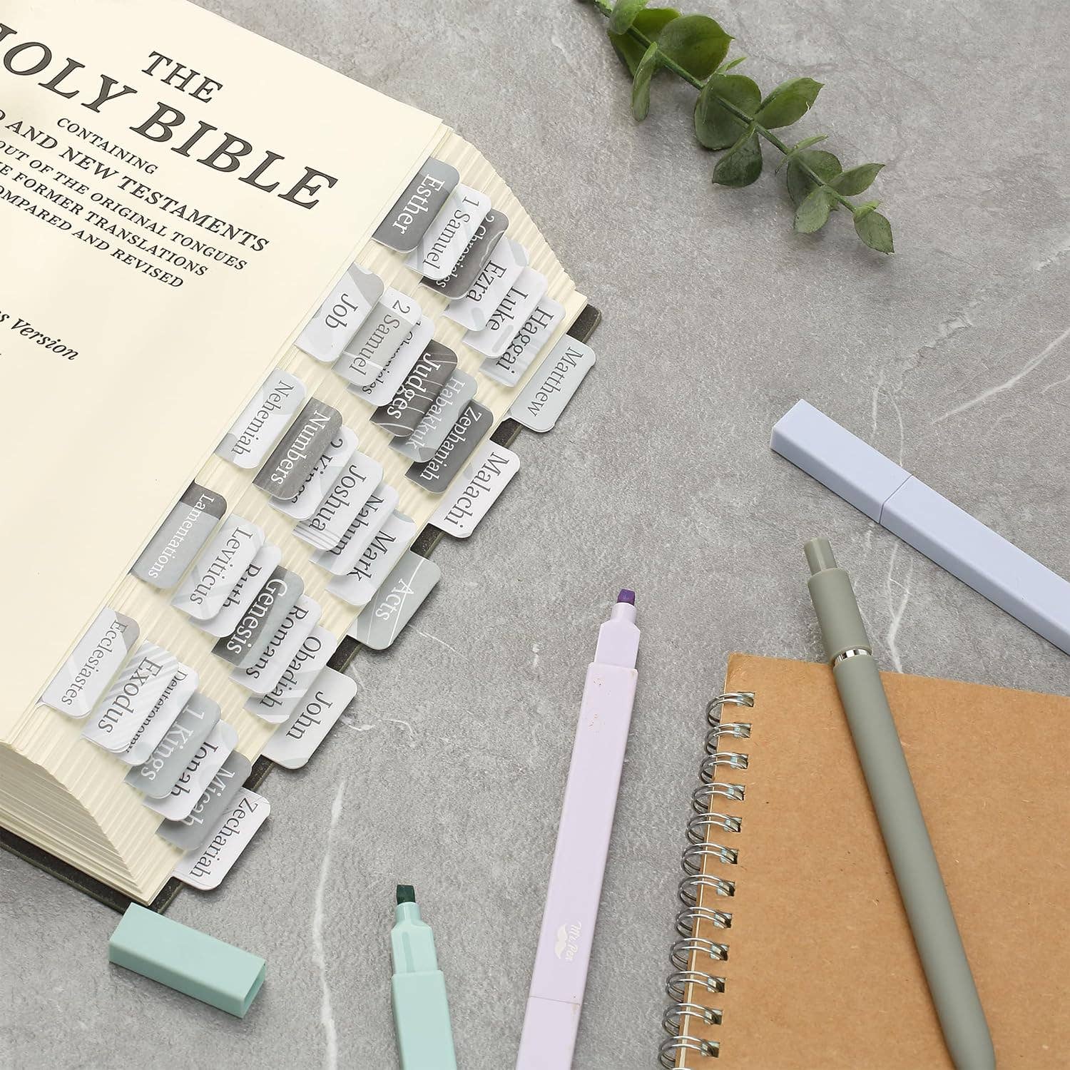Gray Bible Tabs Laminated 75 Pack
