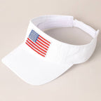 Rhinestone American Flag Patch Visor Summer Hat