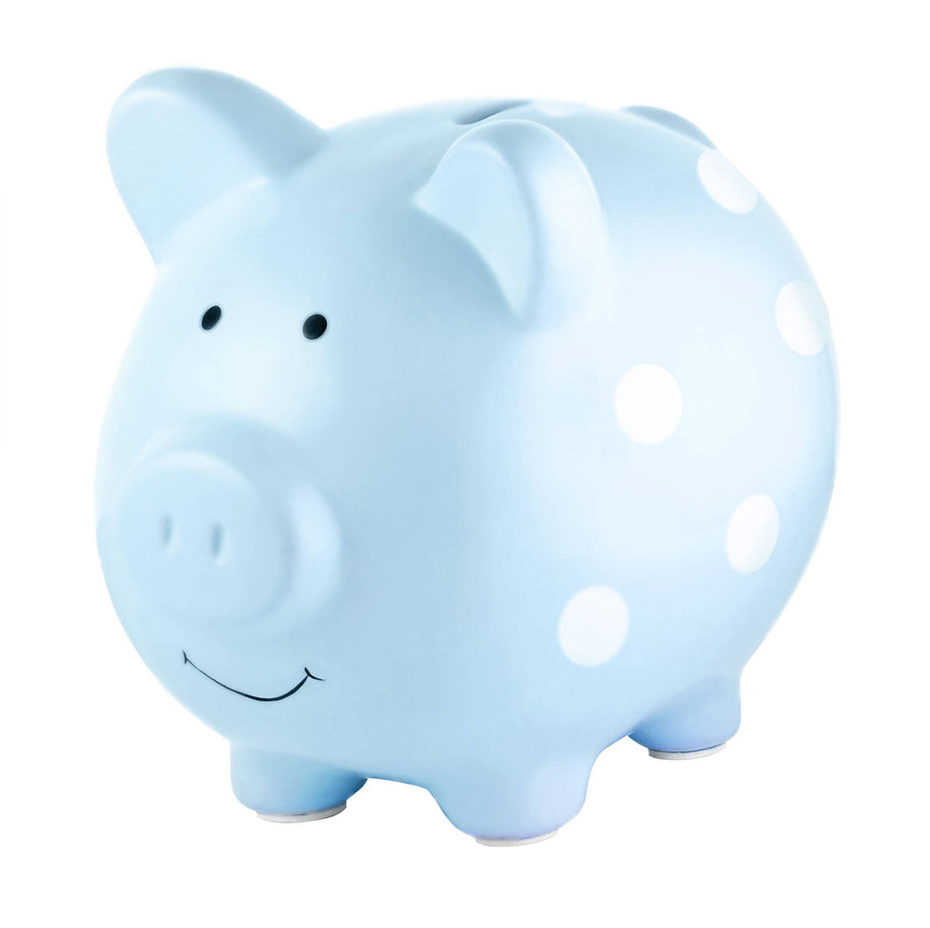 Polka Dot Piggy Bank (Grey, Pink, or Blue)