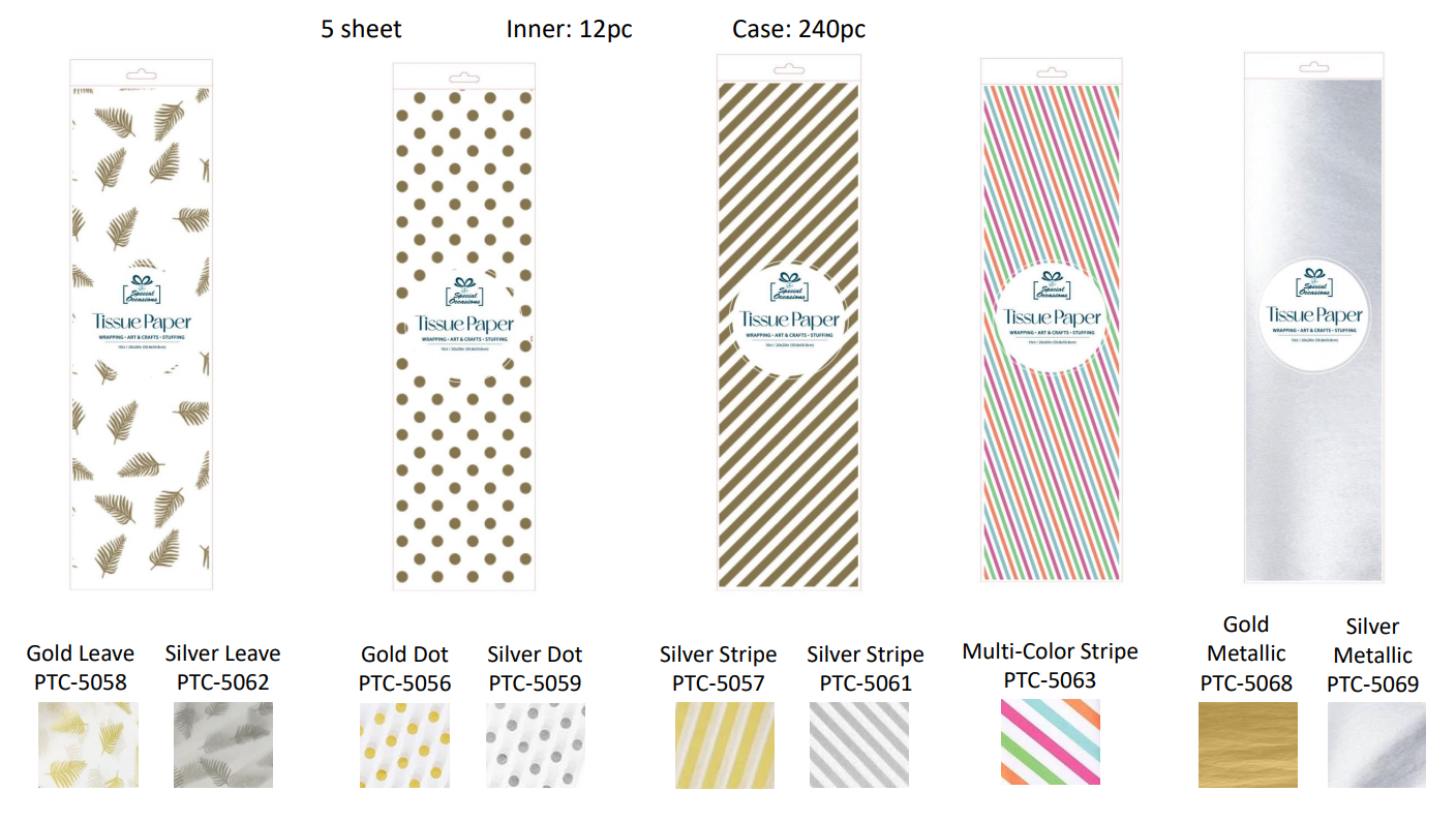 Party Tissue Paper Silver Metallic, 5sheet Wrapping Paper