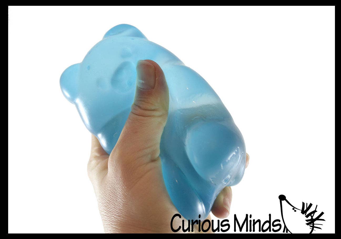 Large 4" Gummy Bear Shaped Ball - Thick Glue/Gel Syrup Molasses Stretch Ball Maltose- Ultra Squishy and Moldable Slow Rise Relaxing Sensory Fidget Stress Toy