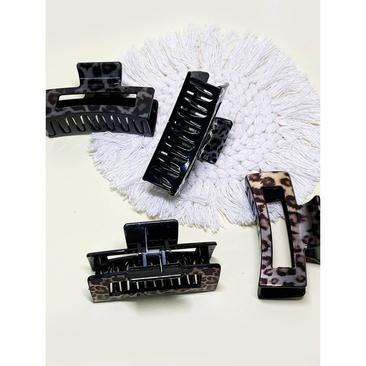 Rectangle Leopard Hair Claw Clip