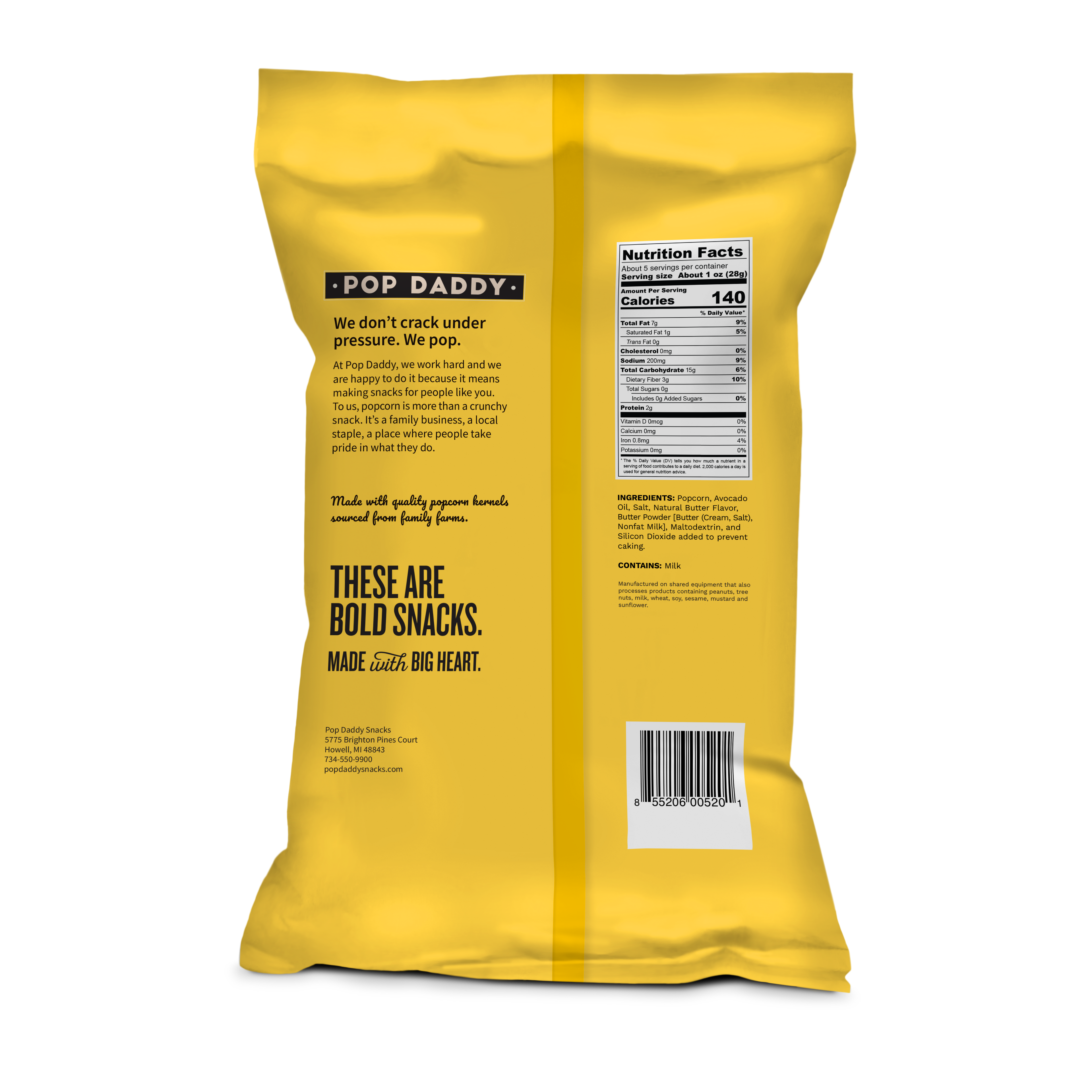 Pop Daddy – Natural Butter Flavored Popcorn 5.0oz