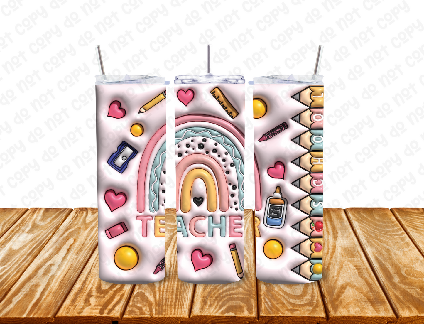 3D Teacher Rainbow 20 oz Tumbler