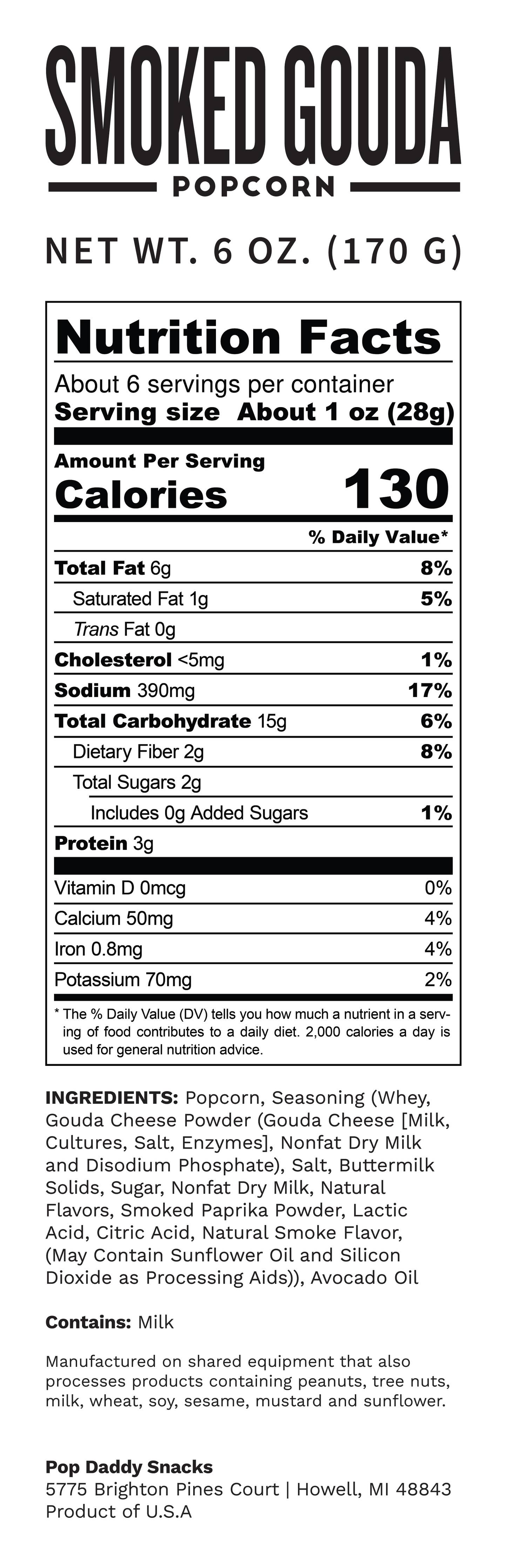 Pop Daddy – Smoked Gouda Flavored Popcorn 6.0oz