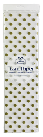Party Tissue Paper with dot Pattern Gold , 5Sheets