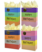 Happy Birthday Gift Bag - three color stripes