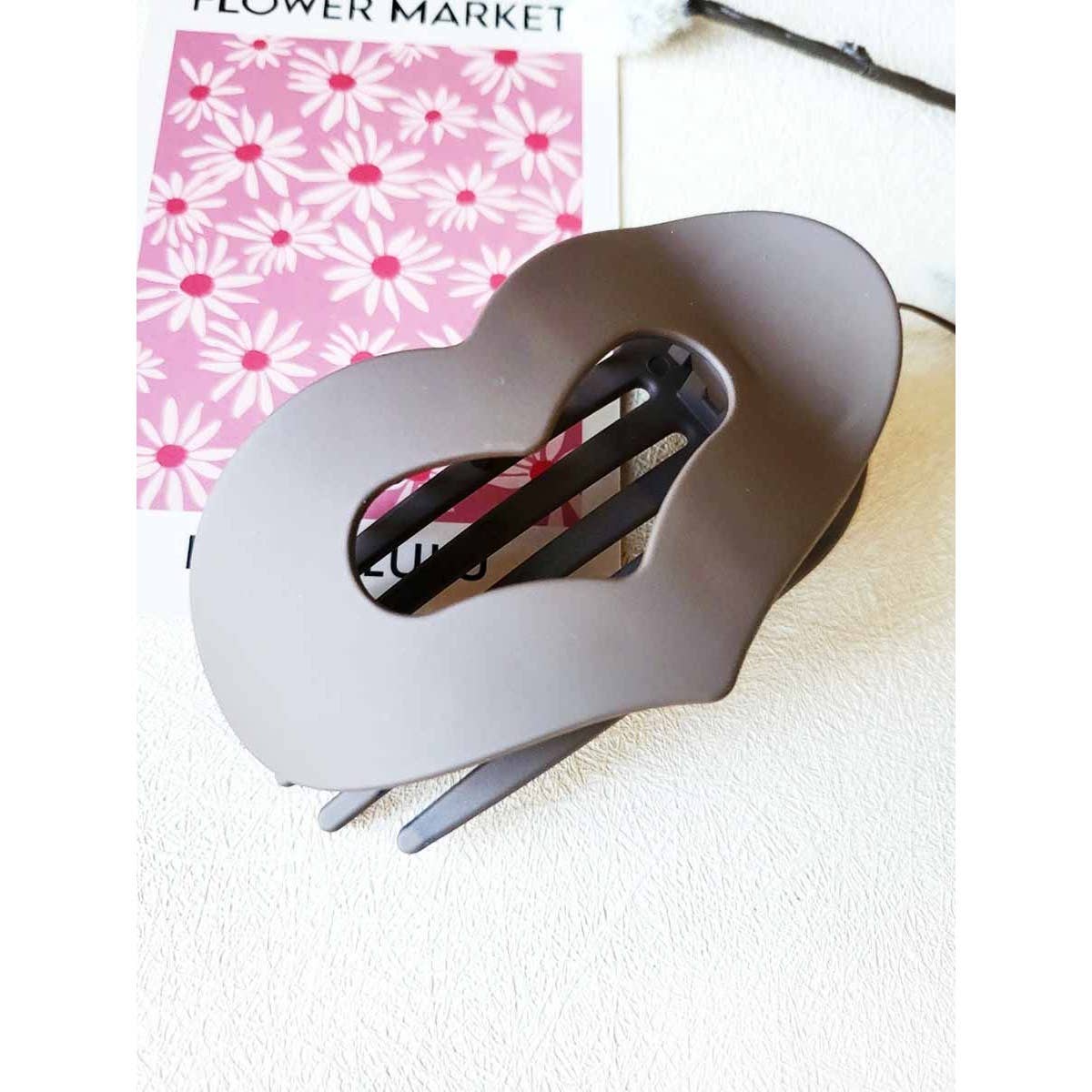 Matte Neutral Heart Shaped Flat Hair Claw Clips