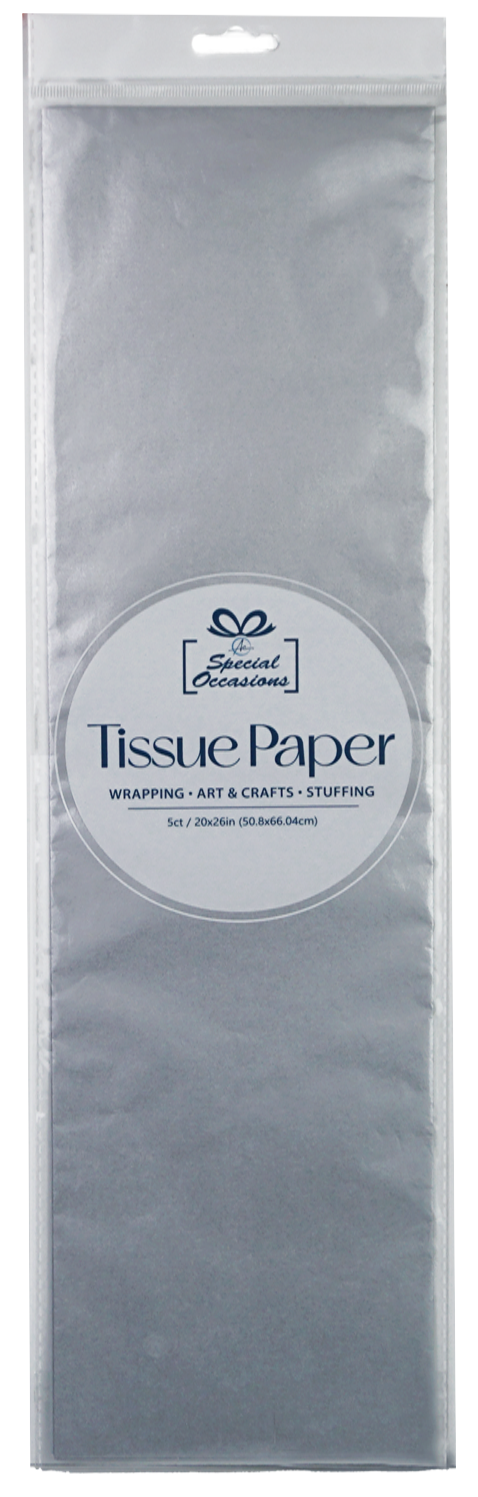 Party Tissue Paper Silver Metallic, 5sheet Wrapping Paper