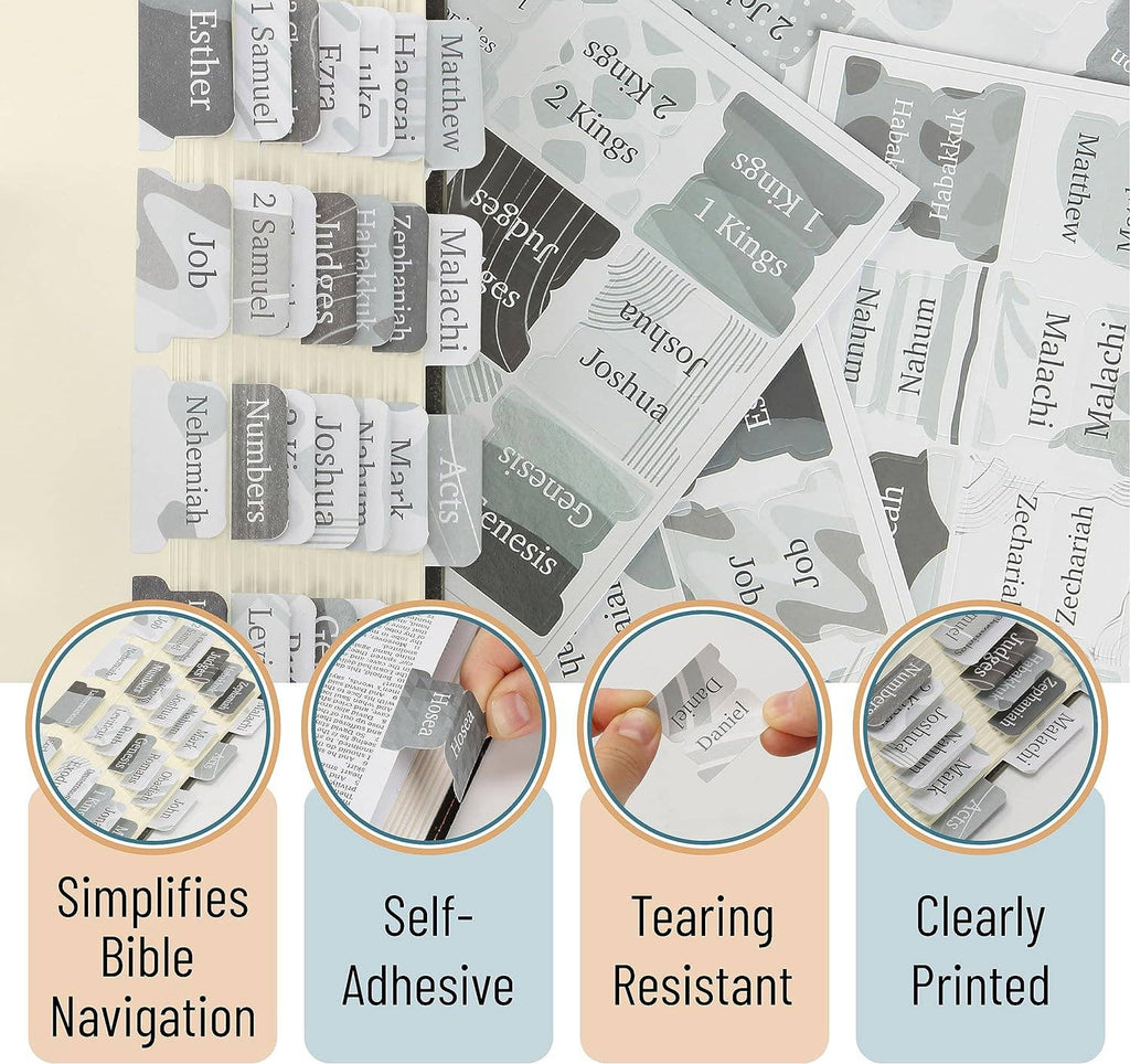 Gray Bible Tabs Laminated 75 Pack