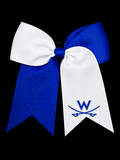 Blue and White Hair Bow-WC