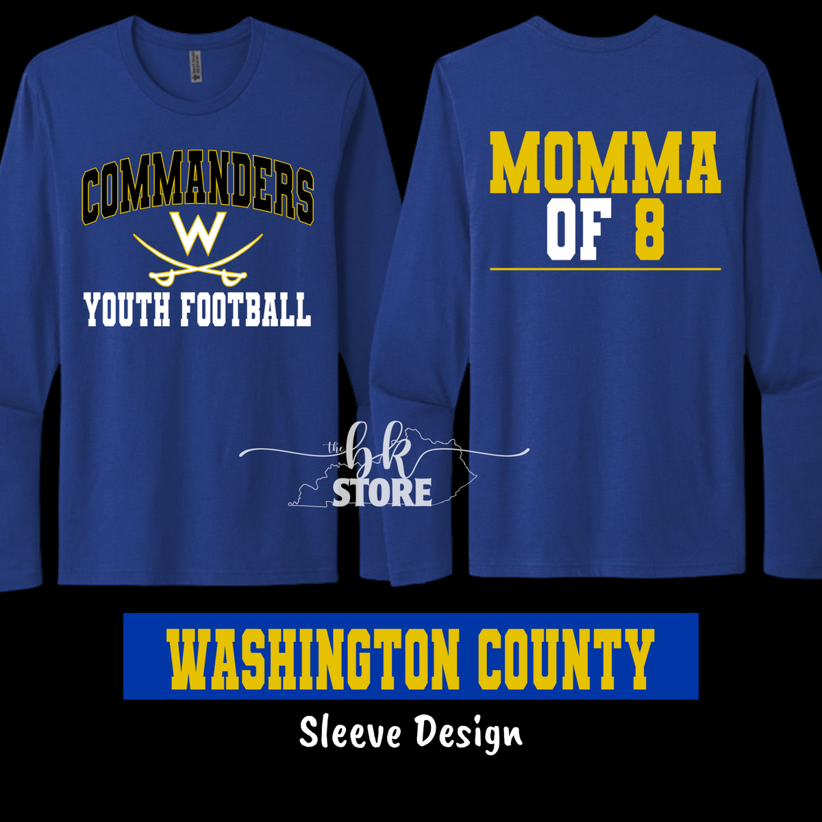 Royal Long Sleeve- WCYS-Commander Youth Football with Personalization