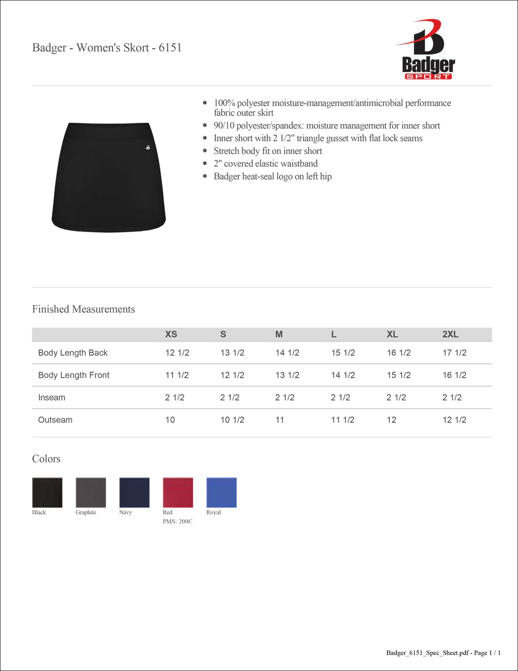 WCHS Cheer Uniform (Shirt & Skort Sold Separtely)