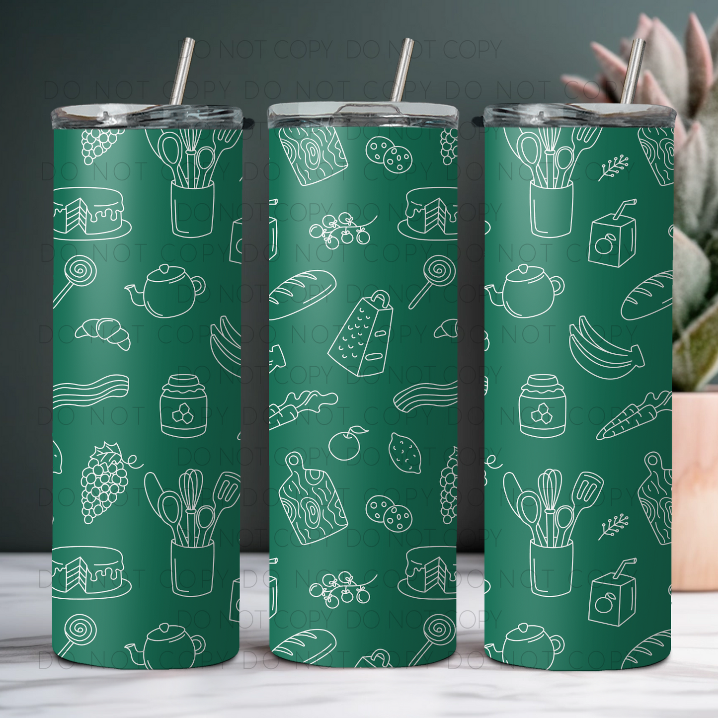 Food Outline On Green 20oz Tumbler