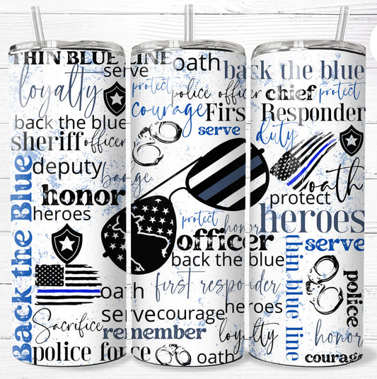 Thin Blue Line 20 oz Tumbler