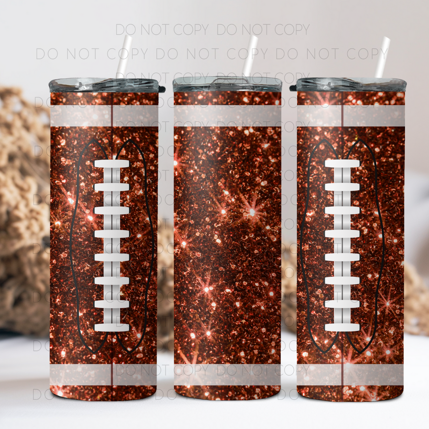 Glitter Football 20oz Tumbler