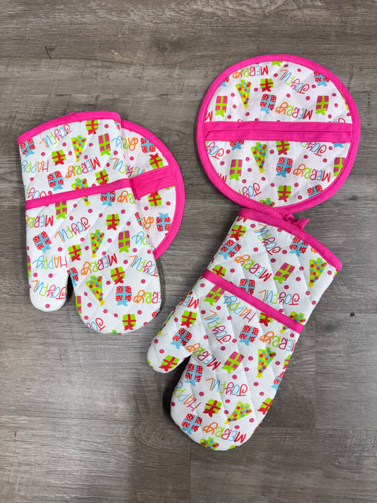 HAPPY OVEN MITT SET