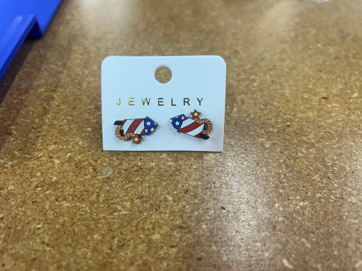 patriotic wooden earrings ￼