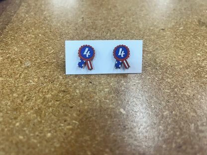 PATRIOTIC WOODEN EARRINGS