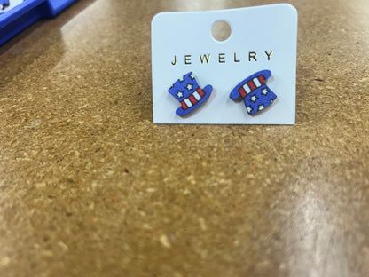 PATRIOTIC WOODEN EARRINGS