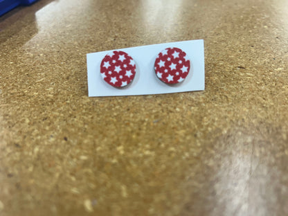 PATRIOTIC WOODEN EARRINGS